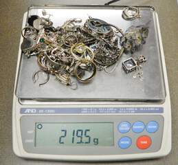 925 Sterling Silver & Stones Scrap Jewelry, 219.5g
