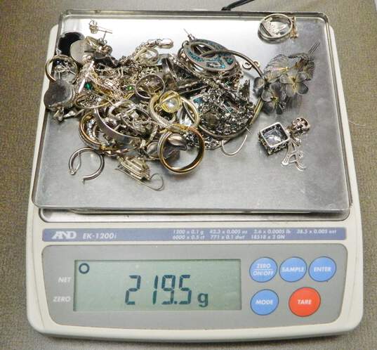 925 Sterling Silver & Stones Scrap Jewelry, 219.5g image number 1