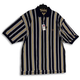 NWT Womens Blue Tan Striped Short Sleeve Collared Golf Polo Shirt Size XL