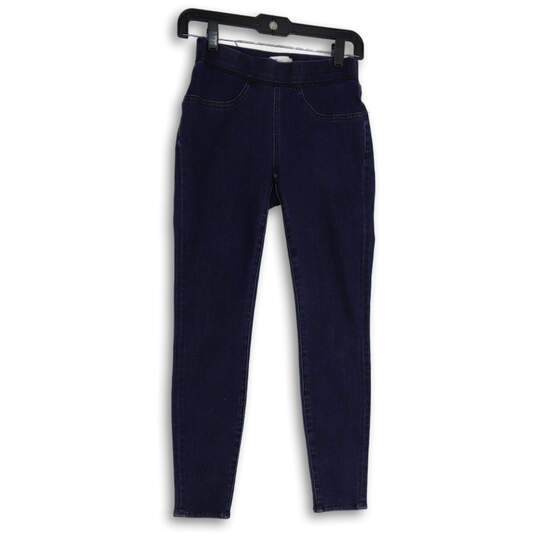 Womens Blue Denim Dark Wash Tapered Leg Pull-On Jegging Jeans Size 26 image number 1