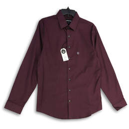 NWT Womens Purple Spread Collar Slim Fit Button-Up Shirt Size Medium