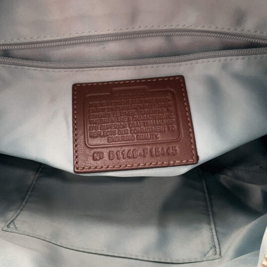 Womens Brown Beige Leather Detachable Strap Inner Zip Pocket Satchel Bag image number 5