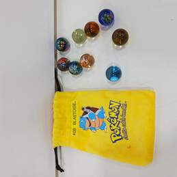 9 Pokemon Marbles with Bag
