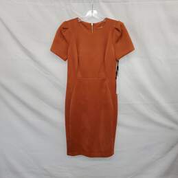 Calvin Klein Orange Short Sleeve Midi Sheath Dress WM Size 4 NWT