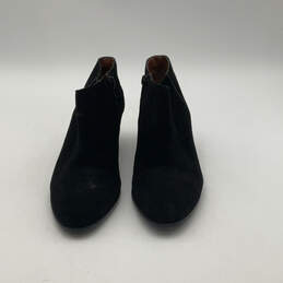 Womens Black Leather Round Toe Side Zip Block Heel Ankle Booties Size 7.5 M alternative image