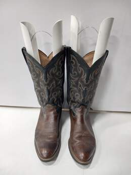 Tony Lama Men's Dark Brown/Black Leather Western Boots Size 9.5