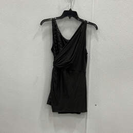 NWT Womens Black Sleeveless Sequin V-Neck Knee Length Wrap Dress Size Large alternative image