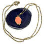 Designer J. Crew Gold-Tone Orange Enamel Crystal Cut Stone Pendant Necklace image number 1