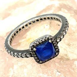Designer Pandora S 925 ALE 56 Sterling Silver Blue Topaz Halo Band Ring