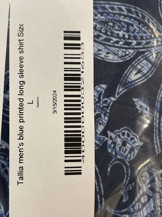 Tallia Mens Blue Paisley Print Long Sleeve Dress Shirt Size L T-0552191-F image number 6