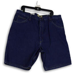NWT Mens Blue Flat Front Dark Wash Pockets Denim Carpenter Shorts Size 42