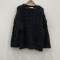 Womens Black Knitted Long Sleeve Round Neck Pullover Sweater Size Medium image number 2