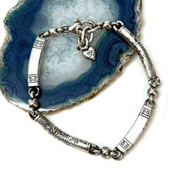Designer Brighton Silver-Tone Lobster Clasp Curved Bar Link Chain Bracelet