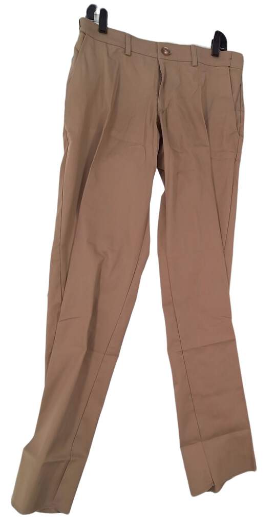 NWT Mens Khaki Pockets Flat Front Straight Leg Dress Pants image number 1
