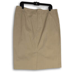 Womens Tan Flat Front Back Zip Slit Straight & Pencil Skirt Size 16 alternative image
