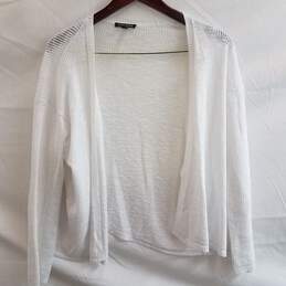 Eileen Fisher White Organic Linen Knit Drape Front Cardigan Size XXS
