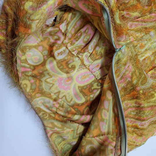 Vintage 60s Paisley Print Yellow Dress Fuzzy image number 3