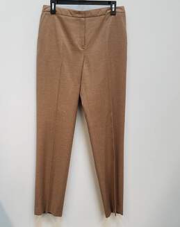 Womens Beige Wool Blend Flat Front Slash Pockets Dress Pants Size 38