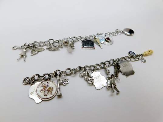 Vintage Silver Tone Travel Charm Bracelets 62.6g image number 2