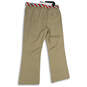NWT Womens Khaki Flat Front Slash Pocket Belted Wide Leg Chino Pants Sz 16 image number 2