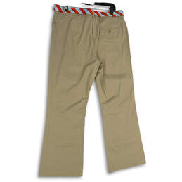 NWT Womens Khaki Flat Front Slash Pocket Belted Wide Leg Chino Pants Sz 16 alternative image