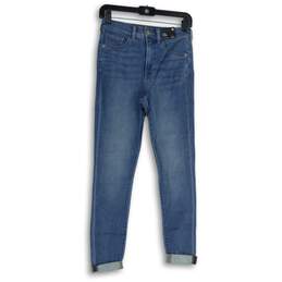 NWT Womens Blue Denim Medium Wash High Rise 5-Pocket Design Skinny Jeans Size 0R