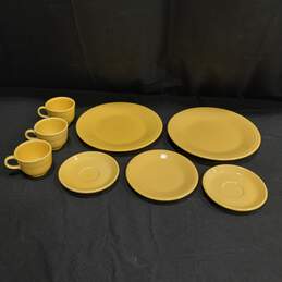 Fiesta 8pc Yellow Ceramic Plates & Cups Bundle