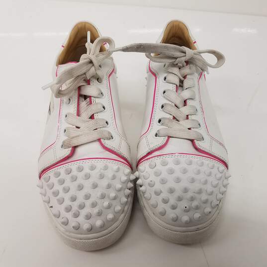 Christian Louboutin White Pink Viera 2 Low Top Sneakers Women's Size 8 image number 4