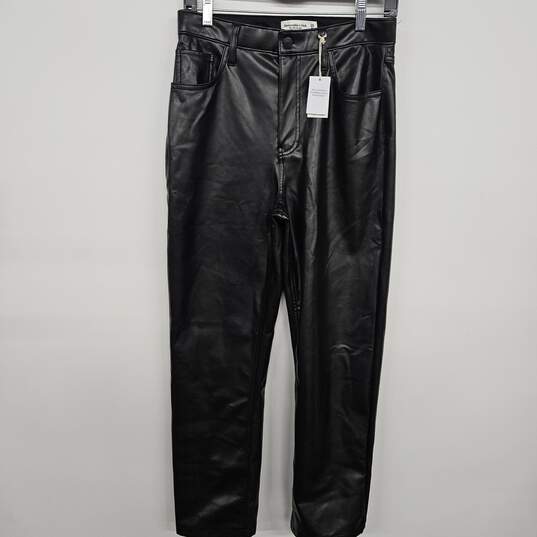 Buy the Black Leather Straight Leg Ultra High Rise Pants | GoodwillFinds