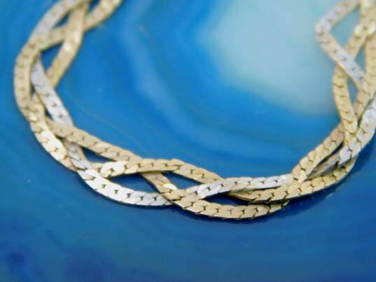 14K Yellow & White Gold Braided Chain Bracelet 2.9g image number 3