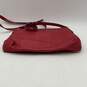 Womens Red Signature Print Adjustable Strap Charm Zipper Crossbody Bag Purse image number 5