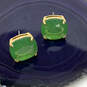 Designer Kate Spade Gold-Tone Green Crystal Small Square Stud Earrings image number 2