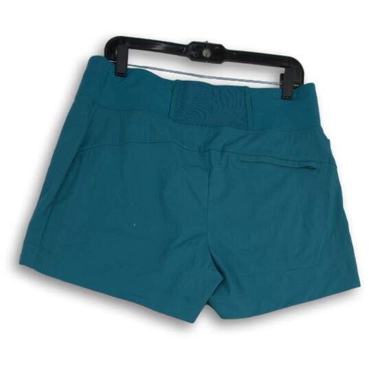Athleta Womens Blue Zipper Pocket Elastic Waist Pull-On Athletic Shorts Size 12 image number 2