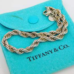 925 & 18K Yellow Gold Tiffany & Co. Twisted Rope Chain Bracelet W/ Pouch 13.8g