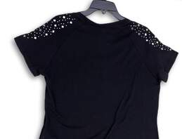 NWT Womens Black Short Sleeve Scoop Neck Regular Fit Pullover T-Shirt Sz XL