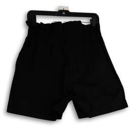 NWT Womens Black Pleated Elastic Waist Poplin Ruffled Bermuda Shorts Size M alternative image