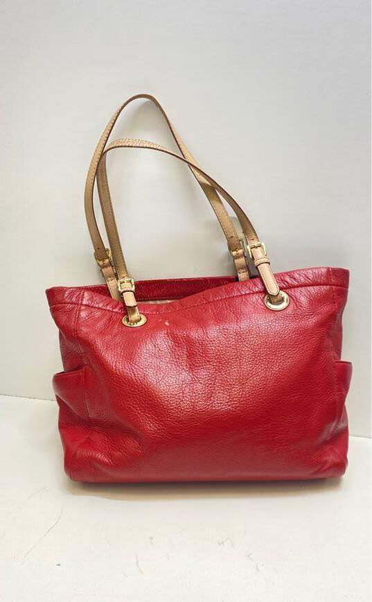 Michael Kors Pebble Leather Bedford Tote Red image number 2