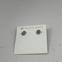 Designer Kendra Scott Silver-Tone Rhinestone Beaded Stud Earrings w/ Bag alternative image