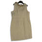NWT Womens Gold Sleeveless Ruffle Neck Short Sheath Dress Size 18W image number 2