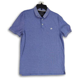 Mens Blue Short Sleeve Oragnic Cotton Collared Golf Polo Shirt Size Large