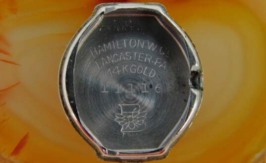 Ladies Vintage Hamilton 14K White Gold 0.04 CTTW Diamond Case Gold Filled Band 22 Jewels Wrist Watch 14.4g image number 10