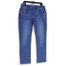 NWT Womens Blue Denim Medium Wash 5 Pocket Design Straight Jeans Size 34/32