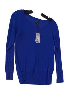 NWT Womens Blue Long Sleeve V Neck Casual Pullover Sweater Size Medium