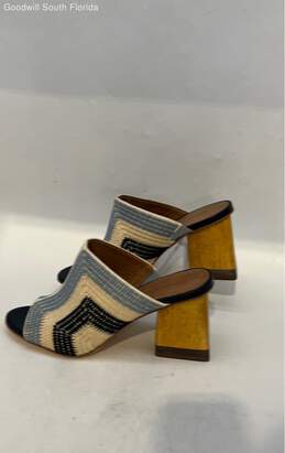 Bernardo Womens Blue White Beige Open Toe Block Slide Sandals Shoes Size 8.5 M