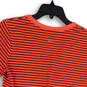 Womens Pink Black Striped Play Dry Short Sleeve V-Neck T-Shirt Size L image number 4