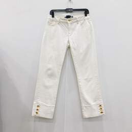 Love Moschino White Capris w/Gold Tone Buttons
