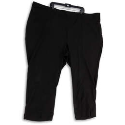 NWT Womens Black Flat Front Pockets Elastic Waist Ankle Dress Pants Size 5X
