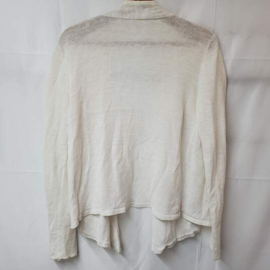 Eileen Fisher Linen White Cardigan Open Front Sweater Women's XS image number 2