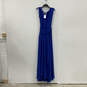 NWT Womens Blue Sleeveless Pleated Tie Waist V-Neck Maxi Dress Size 2XL image number 1