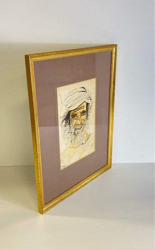 Old Man Portrait U.A.E. Print by Ismail Signed. 1979 Matted & Framed image number 2